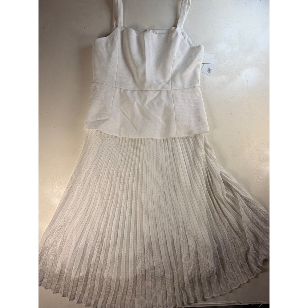 Julia Jordan pleated Peplum Midi Dress Womens Size 8 White Excellent Elegant